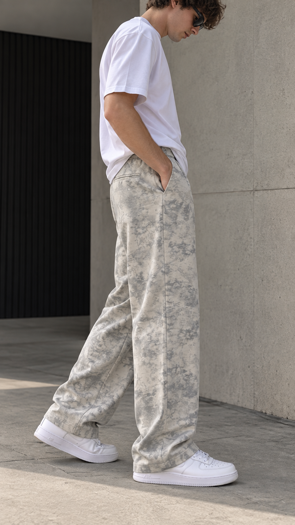 MUDIH Italian Marble Print Relaxed Trousers