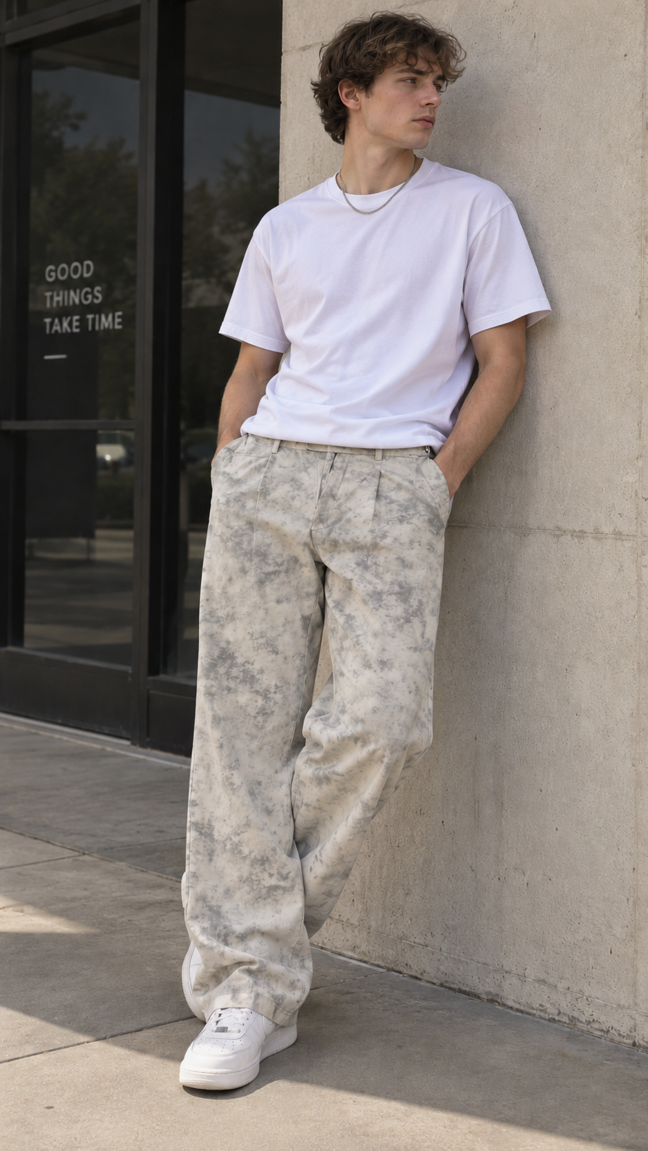 MUDIH Italian Marble Print Relaxed Trousers