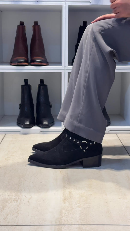 Black Suede leather Cuban Heel CHELSEA Boots