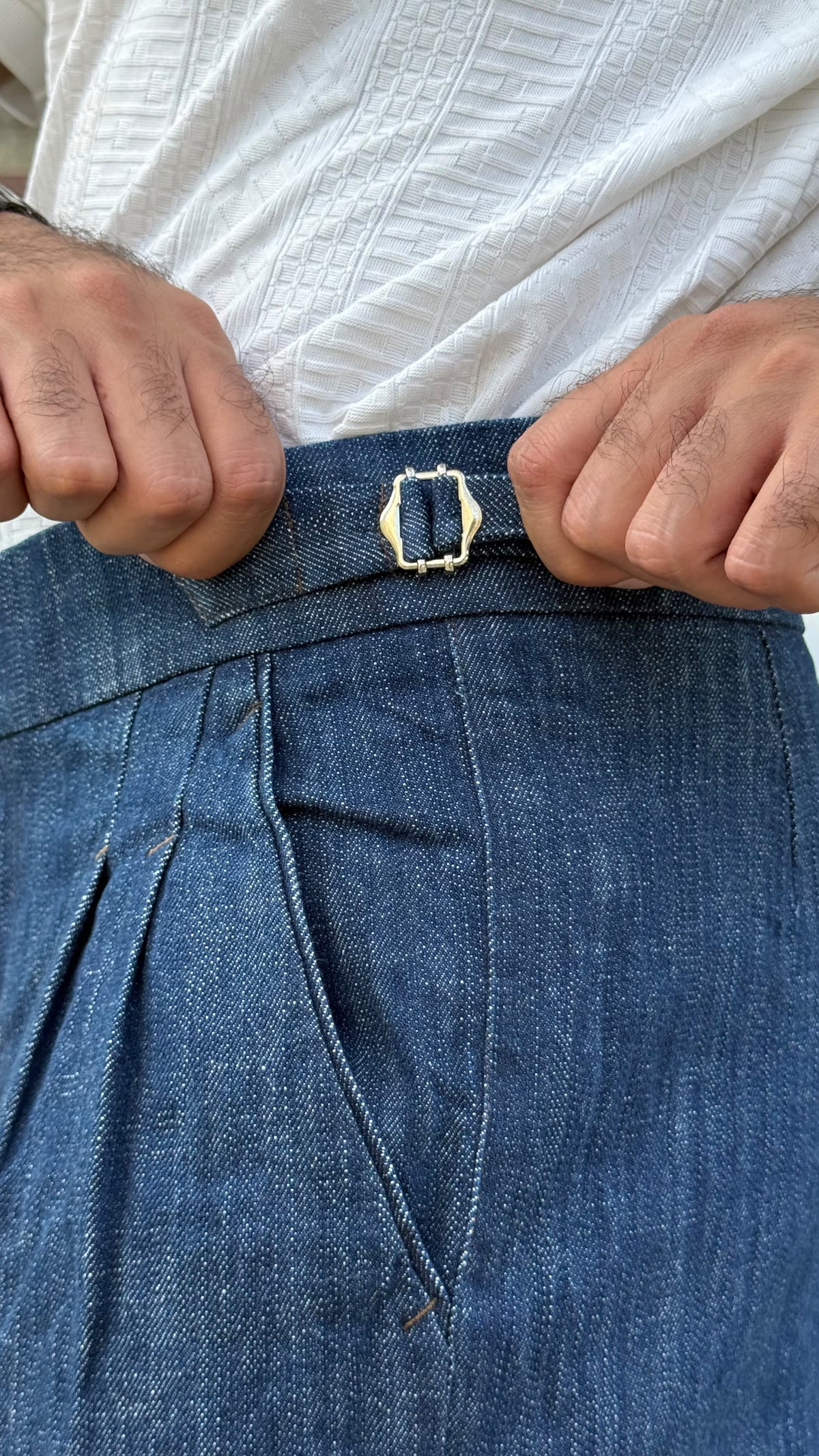 Italian Denim Bootcut Pants for Men – Dark Blue
