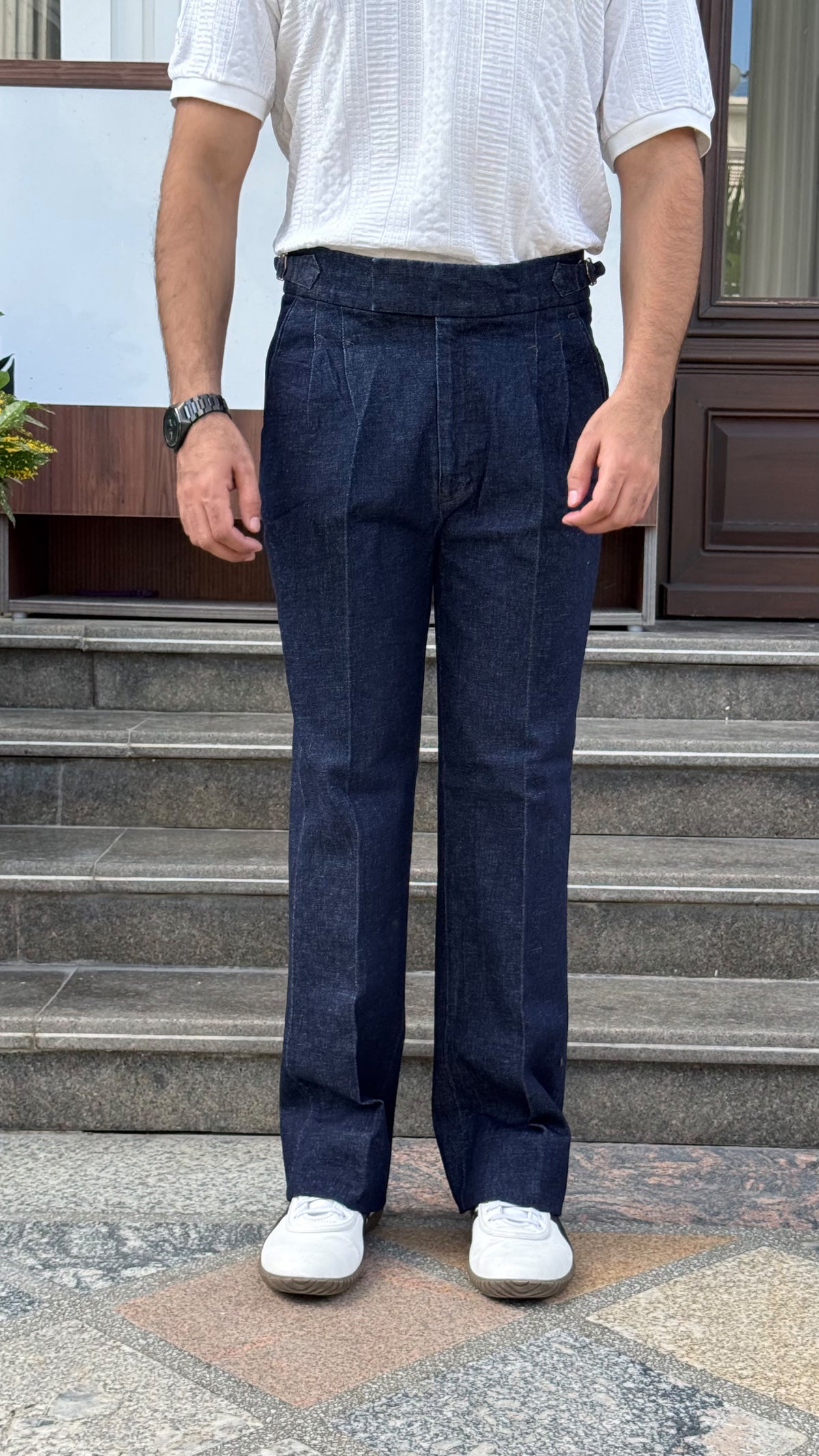 Italian Denim Bootcut Pants for Men – Indigo Blue