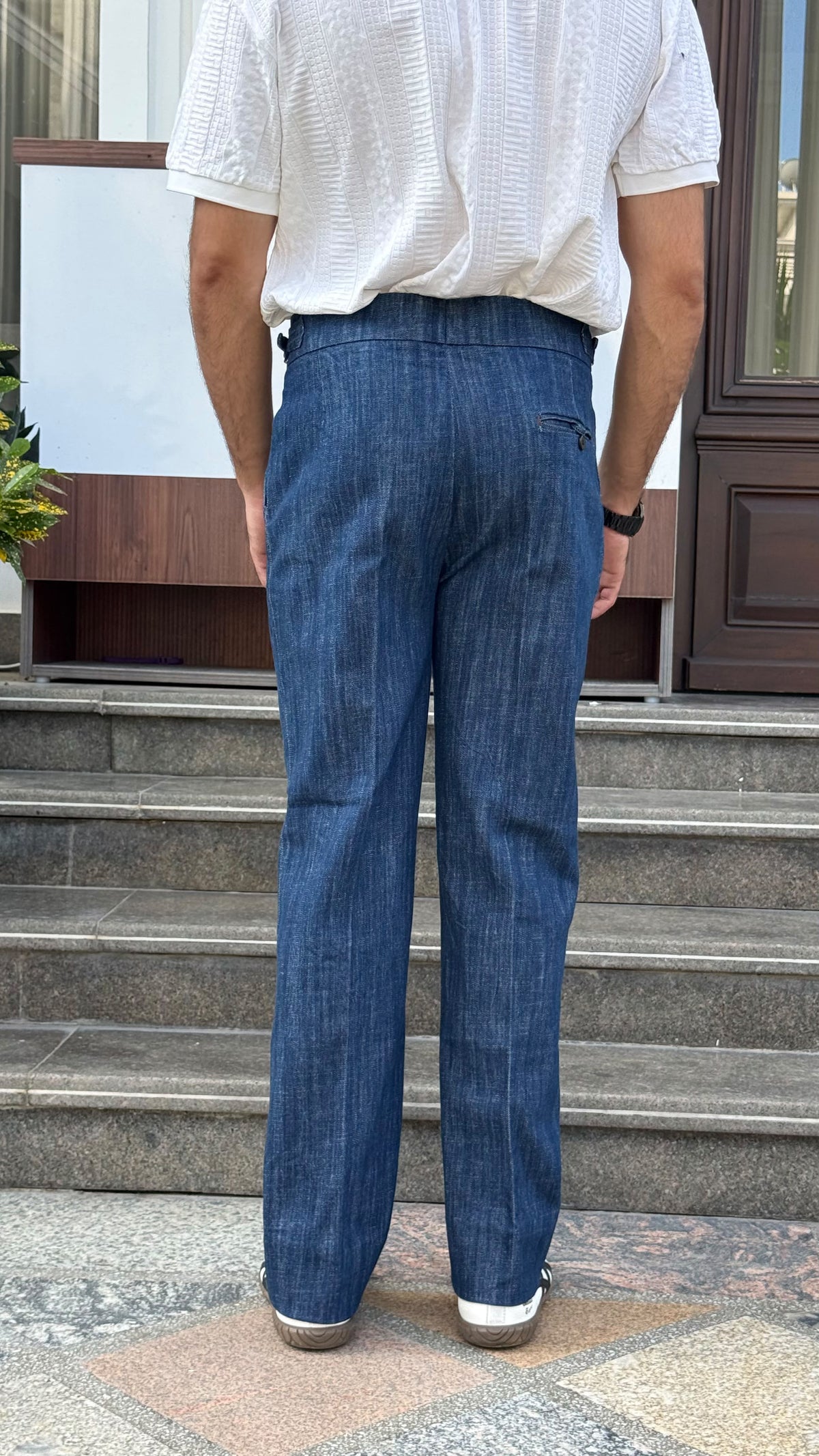 Italian Denim Bootcut Pants for Men – Dark Blue
