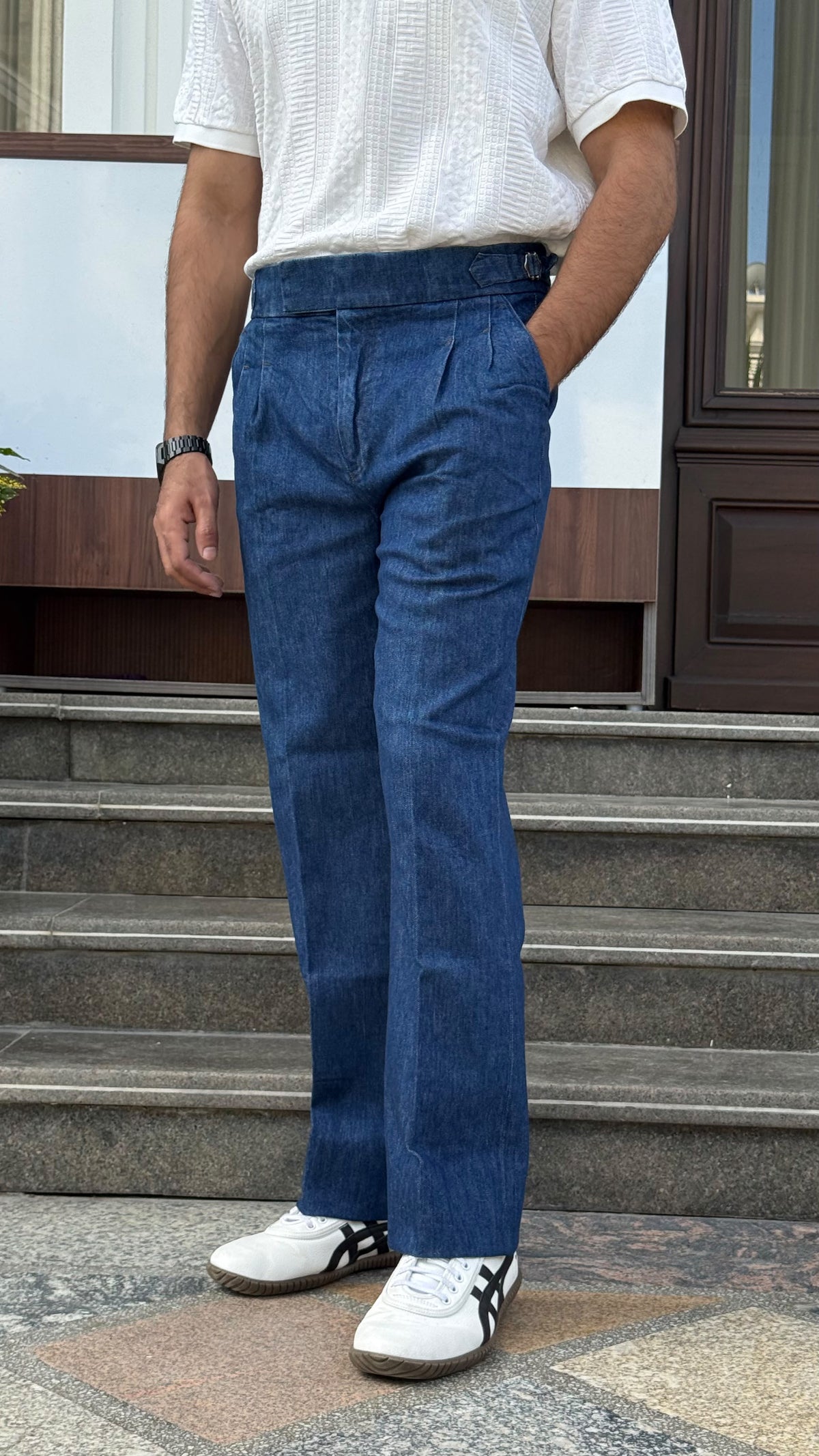 Italian Denim Bootcut Pants for Men – Blue