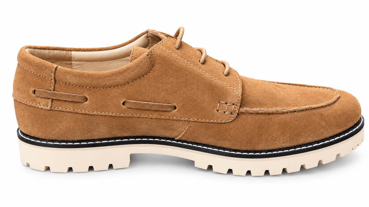 Beige Suede Leather Boat Shoes