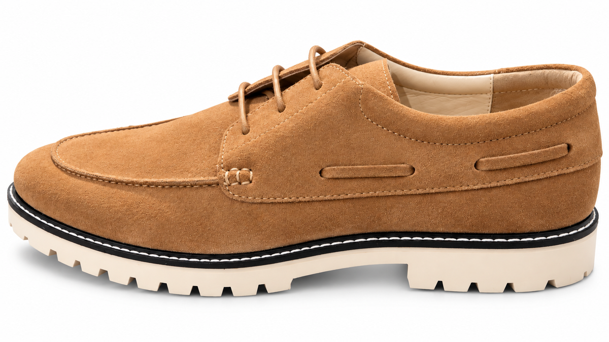 Beige Suede Leather Boat Shoes