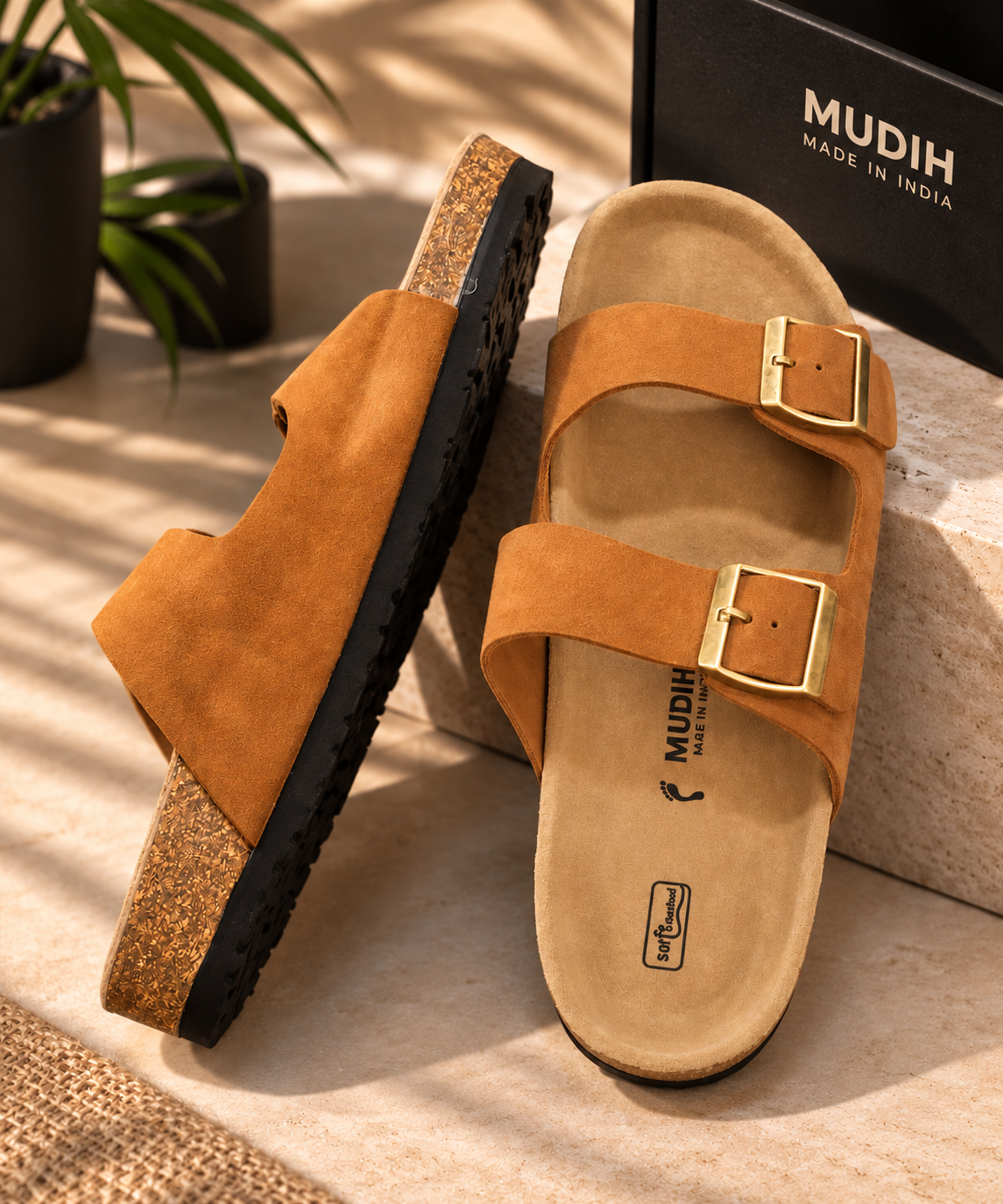 MUDIH Soft Footbed Suede Leather Sandals