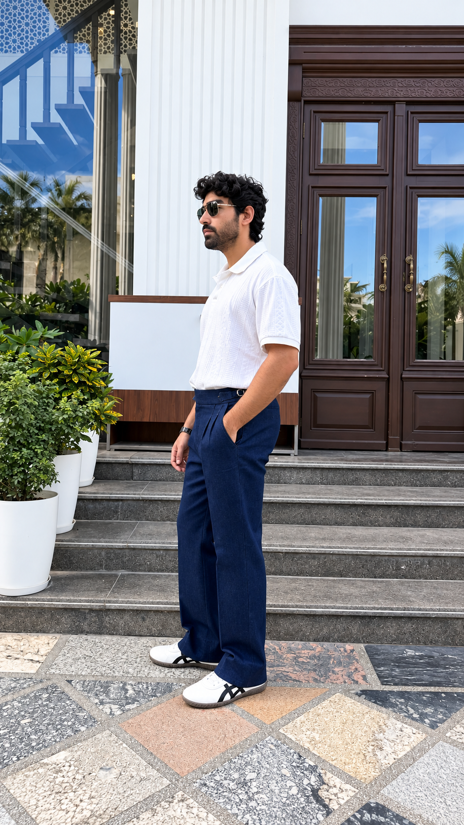 Italian Denim Bootcut Pants for Men – Dark Indigo Blue