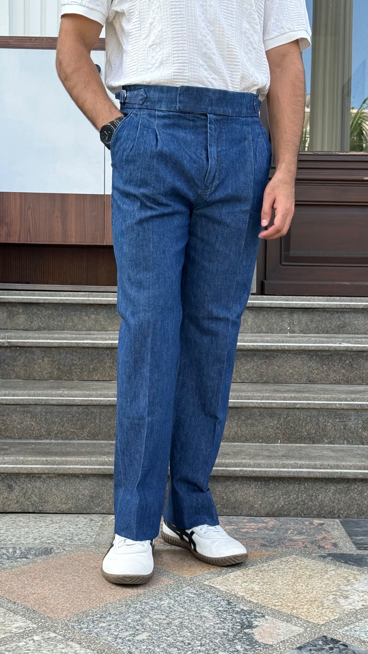 Italian Denim Bootcut Pants for Men – Blue