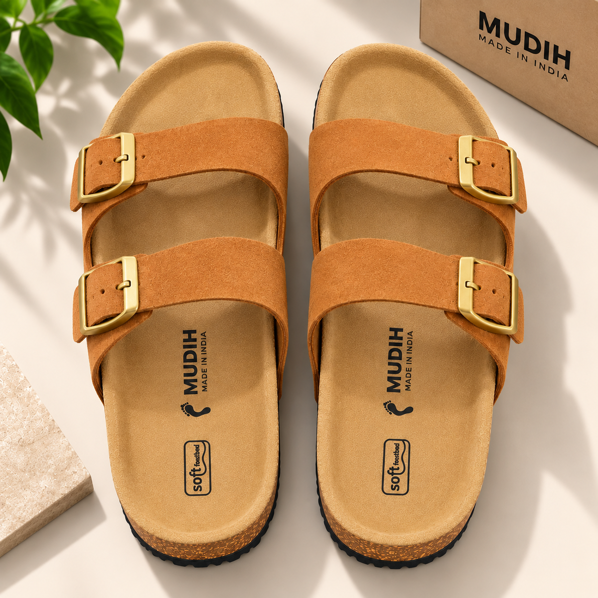 MUDIH Soft Footbed Suede Leather Sandals
