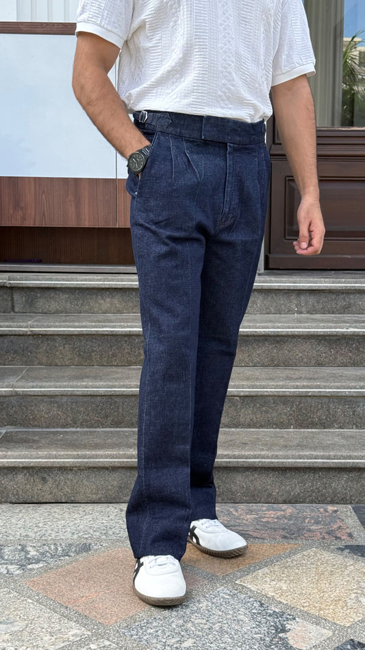 Italian Denim Bootcut Pants for Men – Indigo Blue