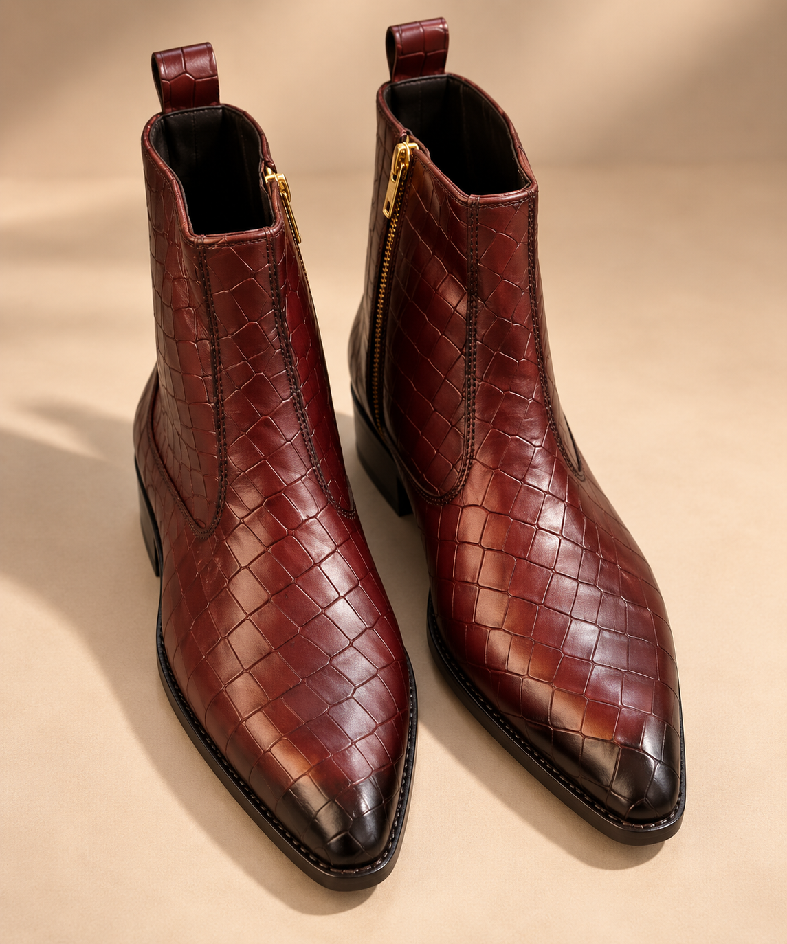 Croco Leather Chelsea Boots