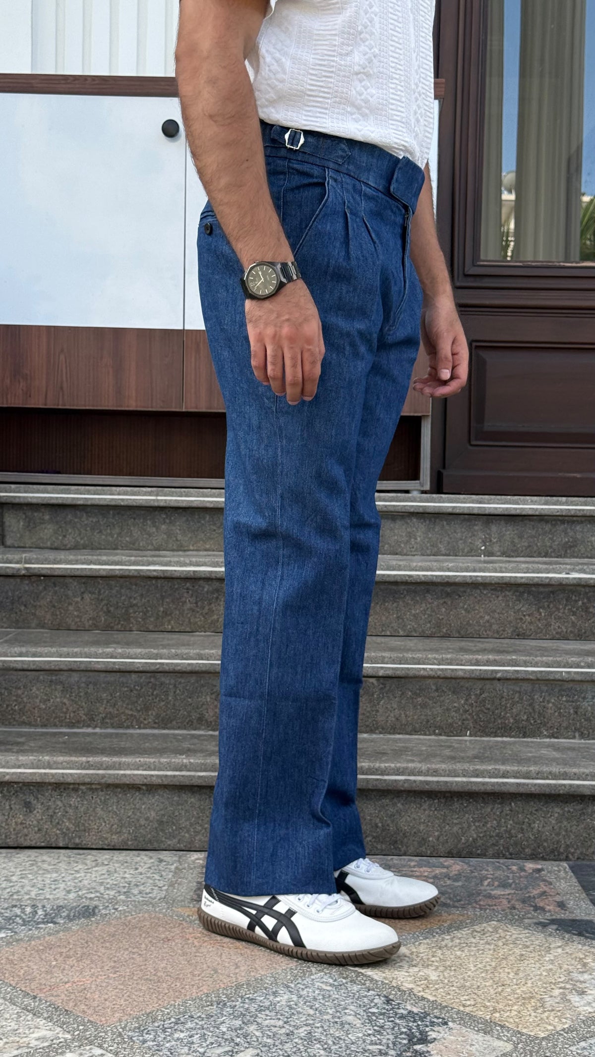Italian Denim Bootcut Pants for Men – Blue